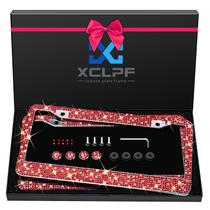 Moldura de matrícula XCLPF Sparkly Stainless Steel Red Strass Moldura de matrícula XCLPF Sparkly Stainless Steel Red Strass