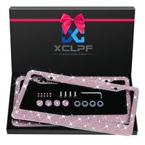 Moldura de matrícula XCLPF Stainless Steel Bling Pink Moldura de matrícula XCLPF Stainless Steel Bling Pink