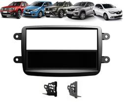 Moldura De Painel 1 Din Renault Kwid Oroch Duster Sandero Logan Automatico 2012 Em Diante + Suportes De Fixação Laterais - Preto Moldura De Painel 1 Din Renault Kwid Oroch Duster Sandero Logan Automatico 2012 Em Diante + Suportes De Fixação Laterais - Preto