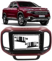 Moldura de Painel 2 Din 7" Polegadas Fiat Toro Para Cd Dvd 2 Dins - Black Piano com Vinho