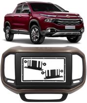 Moldura de Painel 2 Din 7" Polegadas Fiat Toro Para Cd Dvd 2 Dins - Preto com Marrom