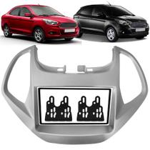 Moldura de Painel 2 Din 7" Polegadas Ford Ka Hatch e Sedan 2015 2016 2017 2018 Com Computador Bordo - Prata