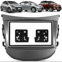 Moldura de Painel 2 Din 7" Polegadas Hyundai HB20 Sem Som De Fábrica Cinza