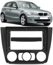 Moldura De Painel 2 Din 9" Polegadas BMW Serie 1 118i 120i 130i Ar Manual - Preto 2007 à 2011