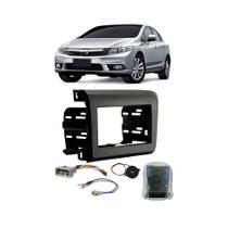 Moldura De Painel 2 Din + Interface Comando de Volante Honda New Civic 2012 2013 2014 2015 2016