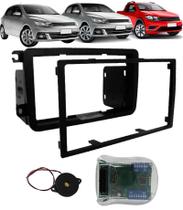 Moldura De Painel 2 Din + Interface Comando de Volante Vw Gol Saveiro Voyage G7 2017 2018