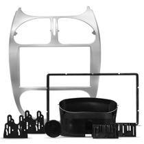 Moldura de Painel 2 Din Peugeot 206 2004 a 2008 Prata Moldura de Painel 2 Din Peugeot 206 2004 a 2008 Prata