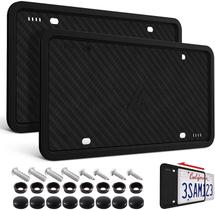 Moldura de Placa para Carro Aujen - Silicone Preto - Pacote com 2 Unidades