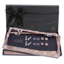 Moldura de Placa XCLPF com Strass - Pacote com 2 Unidades - Champagne
