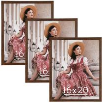 Moldura de pôster Hliwegns marrom escuro 40x50cm Conjunto de 3 madeiras rústicas