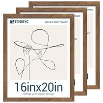 Moldura de pôster TENIBYC 16x20cm, pacote com 3 unidades com vidro HD, marrom, nogueira