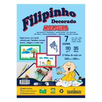 Moldura Decorada Filipinho 120grs 7 cores c/35 fls 230x320 FP01794 Moldura Decorada Filipinho 120grs 7 cores c/35 fls 230x320 FP01794