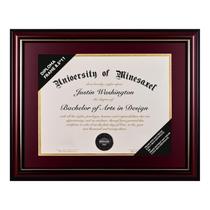 Moldura Diploma GAMYPET de madeira maciça 21,6 x 27,9 cm com tapete marrom Moldura Diploma GAMYPET de madeira maciça 21,6 x 27,9 cm com tapete marrom