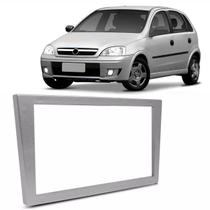 Moldura do Painel 2 Din Corsa Meriva Montana 2003 a 2012 Vectra GT GTX Sedan 2006 a 2012 Prata