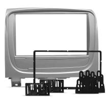 Moldura do Painel 2 Din Fiat Palio Way 2014 a 2018 Prata Padrão Japonês e Chinês