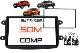 Moldura do Painel Renault Kwid Captur Duster Logan Sandero 2 Din Japonês e Chinês Tela 7 Preto