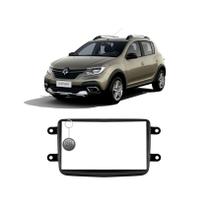Moldura Expex Painel 2 DIN Renault Duster Sandero Logan Oroch Kwid Preta Chinês