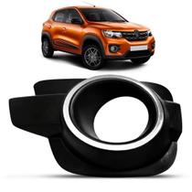 Moldura Farol Milha Kwid 2017 A 2020 Preto Friso C/Furo