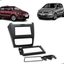 Moldura Fiamon 2Din 7 Polegadas para VW Fox SpaceFox Preta Com Suporte para Multimídia