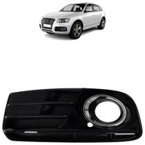 Moldura Grade do Milha Parachoque Dianteiro Q5 2013 2014 2015 2016 Black Piano Liso Furo Milha Aro Cromado