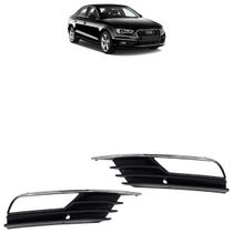 Moldura Grade do Milha Parachoque Dianteiro Q5 2013 2014 2015 2016 Black Piano Liso Furo Milha Aro Cromado