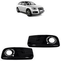 Moldura Grade do Milha Parachoque Dianteiro Q5 2013 2014 2015 2016 Black Piano Liso Furo Milha Aro Cromado