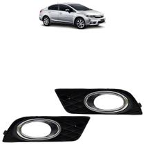 Moldura Grade Milha Civic LXR LXS 2015 2016 Preto Aro Cromado Furo Milha Moldura Grade Milha Civic LXR LXS 2015 2016 Preto Aro Cromado Furo Milha