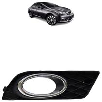 Moldura Grade Milha Civic LXS 2015 2016 Preto Aro Cromado Furo Milha Moldura Grade Milha Civic LXS 2015 2016 Preto Aro Cromado Furo Milha