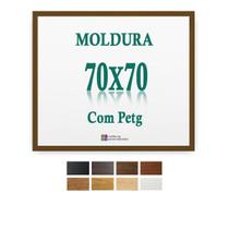 Moldura Marrom 70X70 Cm Qaudrada Painel Impressão Arte Petg