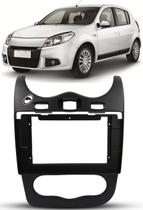 Moldura Painel 2 Din 10" Polegadas Sandero 2012 à 2014 Preto