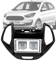 Moldura Painel 2 Din 7" Polegadas Ford KA 2019 até 2021 Hatch Sedan Black Piano