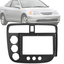Moldura Painel 2 Din 9" Polegadas Civic 2001 até 2006 Preto Fosco Ar Analógico