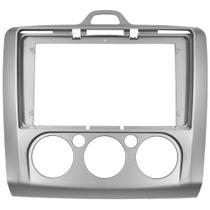 Moldura Painel 2 Din 9" Polegadas Prata Focus 2009 até 2012 Ar Analógico Hatch e Sedan