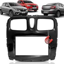 Moldura Painel 2 Din Central Multimidia Dvd Mp5 Black Piano Renault Sandero 15/22 Logan 15/22 - Autoplast / Expex