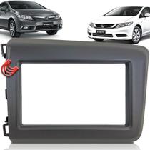 Moldura Painel 2 Din Central Multimidia Dvd Mp5 Cinza Honda Civic 12/14 Lxl Lxr Lxs Exs Exr