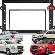 Moldura Painel 2 Din Central Multimidia Dvd Mp5 Preta Chevrolet GM Onix Prisma Joy Cobalt Spin - Autoplast / Expex