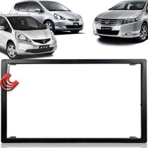 Moldura Painel 2 Din Central Multimidia Dvd Mp5 Preta Honda Fit 04/14 City Dx Lx 09/14