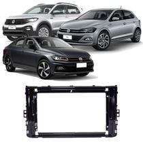 Moldura Painel 2 Din DVD Multimídia MP8 9 Polegadas - Volkswagen T-Cross Novo Polo Virtus 2019 2020 - Cor Preto Liso