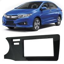 Moldura Painel 2 Din Som Dvd Honda New City 2015 à 2017 2 Furos Black Piano