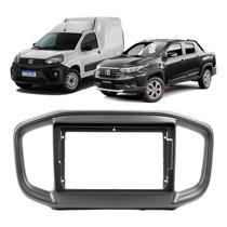 Moldura Painel Central 9 Polegadas Strada Nova Fiorino 2021 à 2024 Preto Novum Expex EPX9FT005 Som