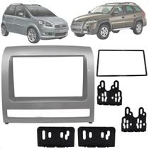 Moldura Painel Central Multimidia 2 Din Fiat Palio Weekend Siena Strada Idea Prata 7 Pol