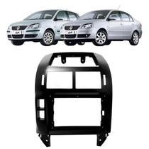 Moldura Painel Central Multimidia 9 Polegadas Polo Hatch Sedan 2003 à 2011 Preta Som