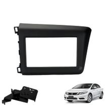 Moldura Painel DVD 2 Din MP5 Central Multimidia Honda Civic 2012 a 2016 Preto Fosco