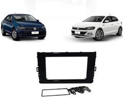 Moldura Painel DVD 2 Din MP5 Central Multimidia VW T-Cross TCross Novo Polo Virtus Nivus Black Piano