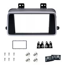 Moldura Painel Dvd 2din Nissan Kicks Black Piano Friso Prata