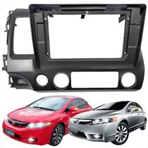 Moldura painel honda new civic 2007 a 2011 multimídia 10 polegadas 2 din cinza escuro grafite 89/v6