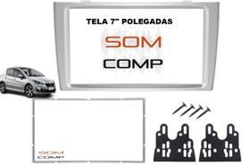 Moldura Painel Multimidia 2 Din Tela 7" Polegadas Peugeot 308 408 Prata