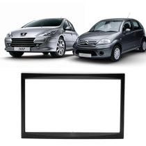 Moldura painel peugeot 307 c3 02/12 2 din preto jp/ch