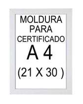 Moldura Para Certificado A4 (21 X 30) Branca Com Vidro