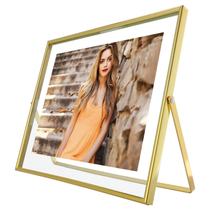 Moldura para fotos AhaGo Moldura flutuante dourada para foto 18x23cm Moldura para fotos AhaGo Moldura flutuante dourada para foto 18x23cm